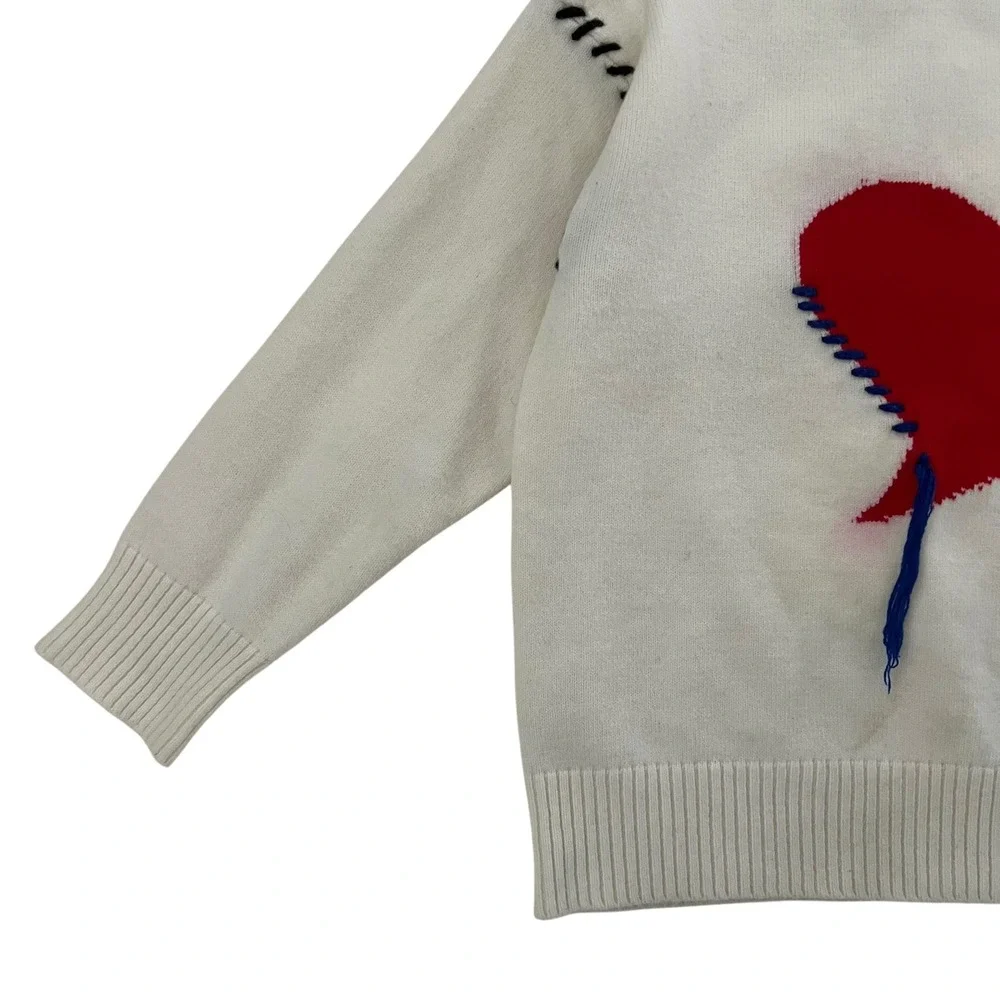 Jayley Collection Love Heart White Cashmere Jumper‎ Sweater SZ S/M